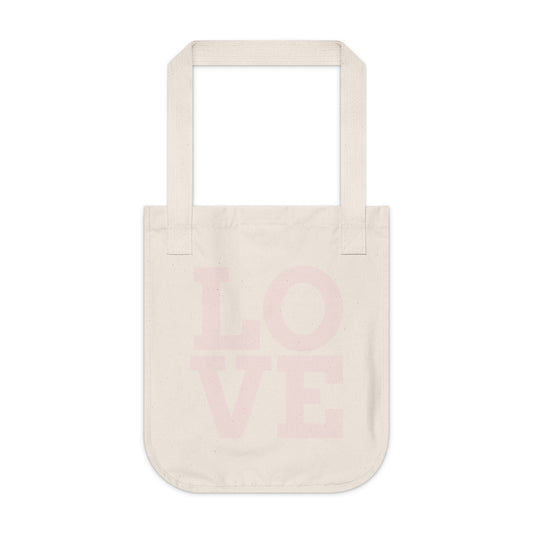 Bolsa Tote de Lona Orgánica “LOVE” – Belleza y Propósito en Movimiento