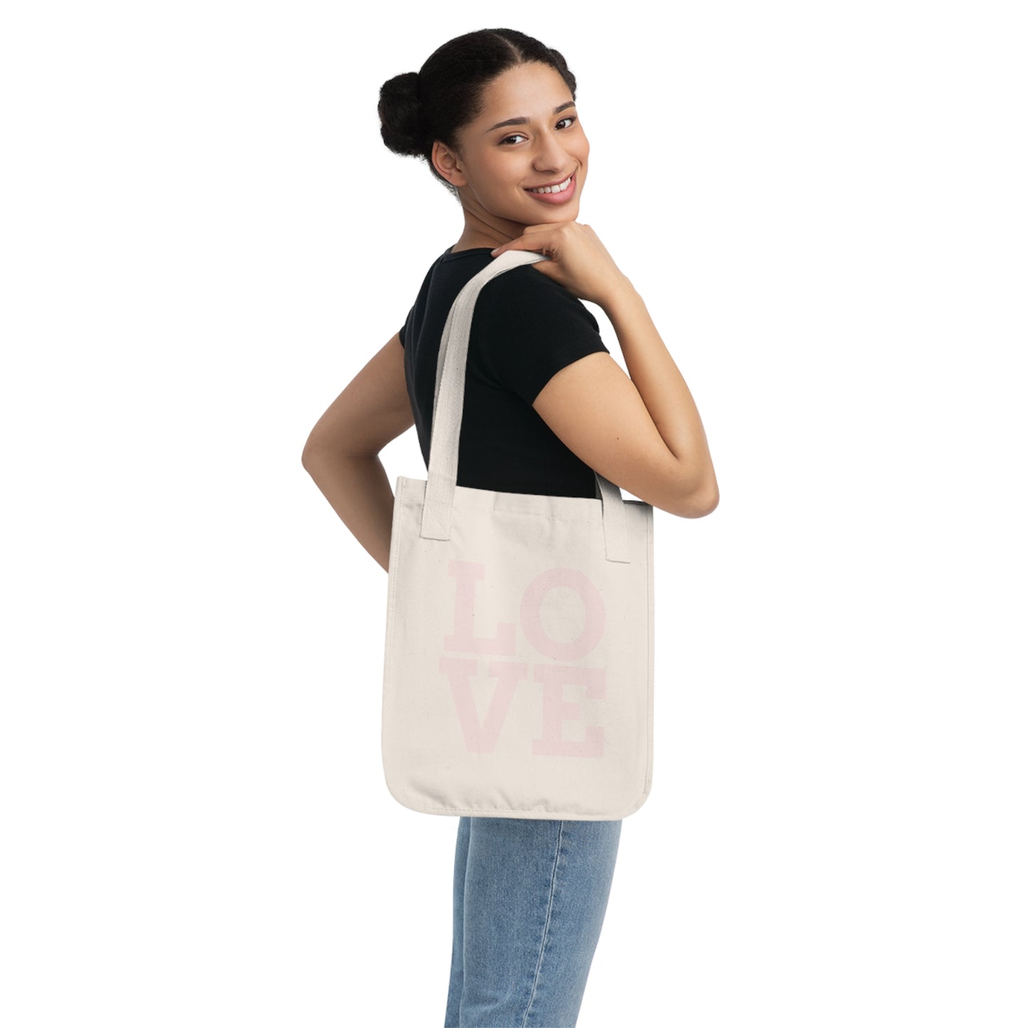 Bolsa Tote de Lona Orgánica “LOVE” – Belleza y Propósito en Movimiento